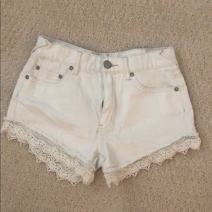 Free People white jean shorts
